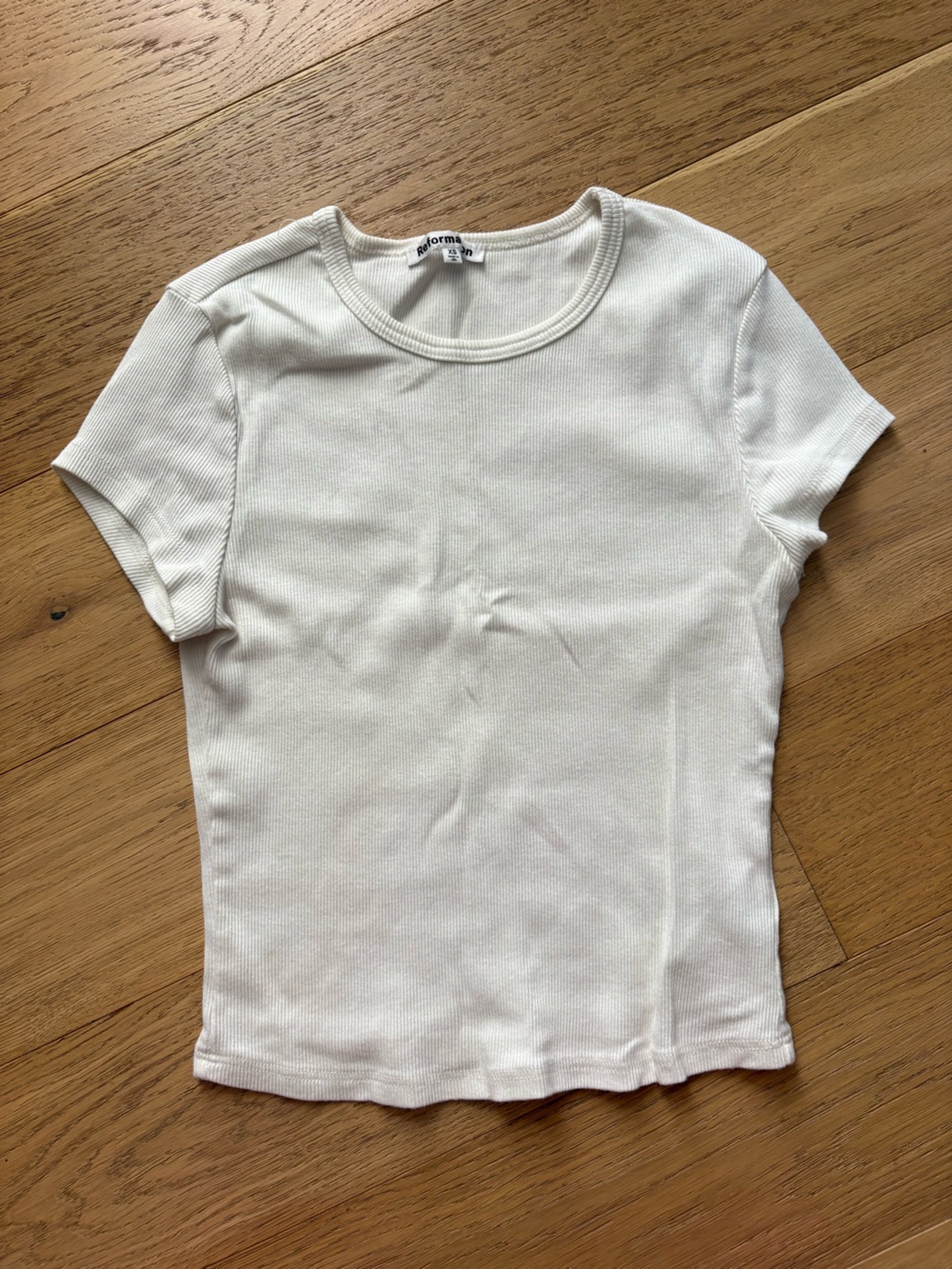 Reformation White Ribbed T-Shirt